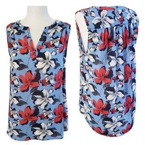 Dalia blue floral blouse sleeveless flowey size small